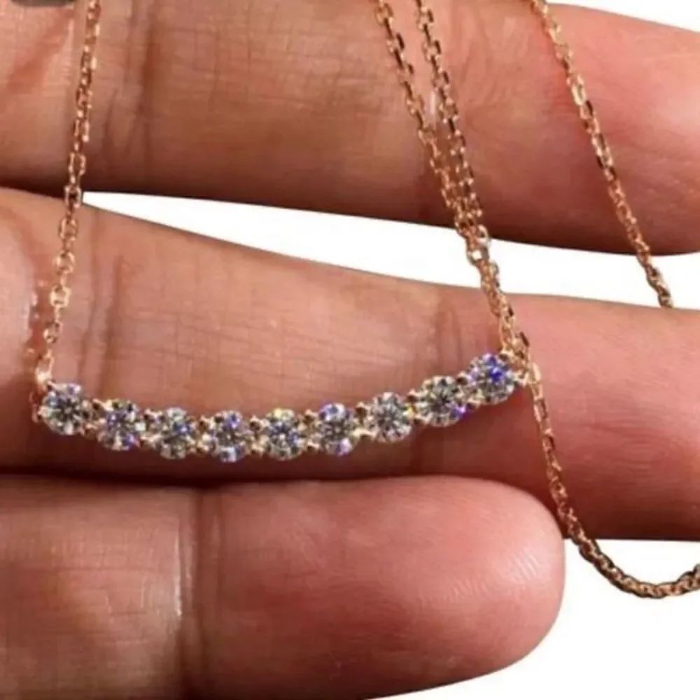 The Sweetest Rose Gold Plated white Sapphire Bar necklace
